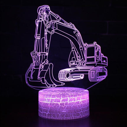 3W Excavator 3D Light Colorful Touch Control Light Creative Small Table Lamp with Crack Base, Style:Touch Switch-garmade.com