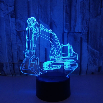 3W Excavator 3D Light Colorful Touch Control Light Creative Small Table Lamp with Crack Base, Style:Touch Switch + Remote Control-garmade.com