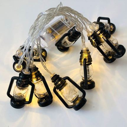 3m 20LEDs Christmas Lantern Festival Decoration Retro Kerosene Lamp LED String(Black)-garmade.com