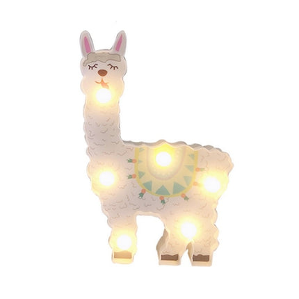 LED Painted Lantern Alpaca Night Light Holiday Decoration Room Posing Style Light(White Tongue)-garmade.com