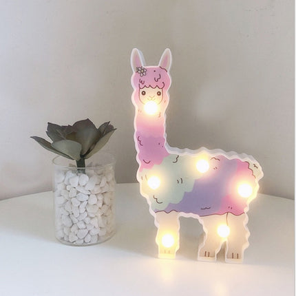 LED Painted Lantern Alpaca Night Light Holiday Decoration Room Posing Style Light(Pink)-garmade.com