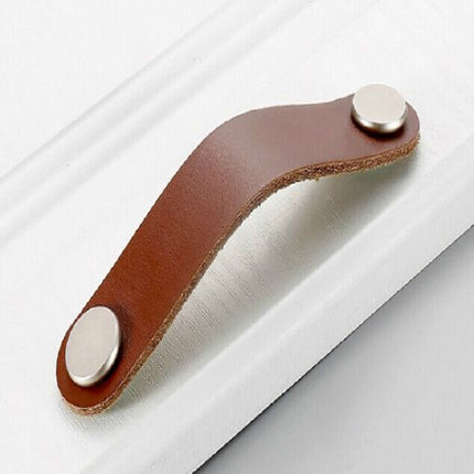 Kitchen Cabinet Wardrobe Leather Door Handle Drawer Pull, Specification:Light Coffee 96-garmade.com