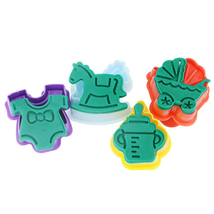 4 in 1 3D Baby Series Biscuit Mold Fondant Pressing Tools, Random Color Delivery-garmade.com