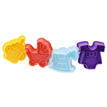 4 in 1 3D Baby Series Biscuit Mold Fondant Pressing Tools, Random Color Delivery-garmade.com