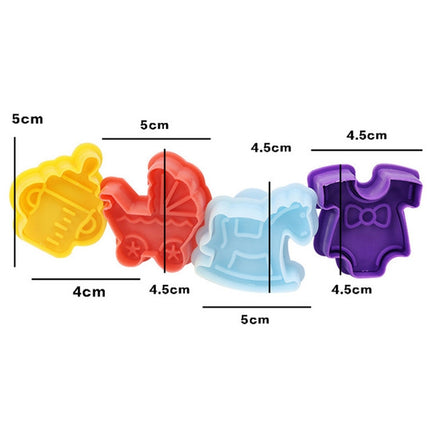 4 in 1 3D Baby Series Biscuit Mold Fondant Pressing Tools, Random Color Delivery-garmade.com