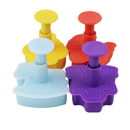 4 in 1 3D Baby Series Biscuit Mold Fondant Pressing Tools, Random Color Delivery-garmade.com