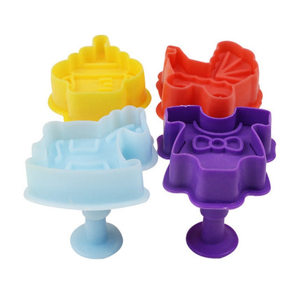 4 in 1 3D Baby Series Biscuit Mold Fondant Pressing Tools, Random Color Delivery-garmade.com