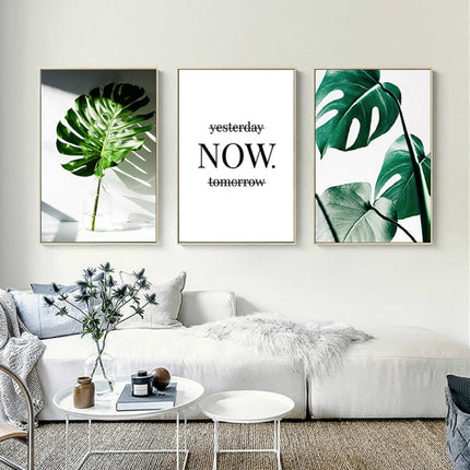 Plant Leaf English Letter Art Posters Prints Art Wall Pictures without Frame, Size:30×40cm(Green Leaf)-garmade.com