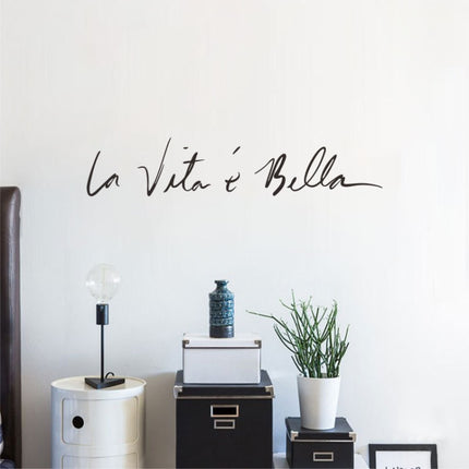 Italian Beautiful Life Decorative Wall Stickers, Size:40x8cm(Black)-garmade.com