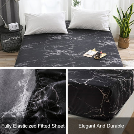 Marble Pattern Bed Dust Cover Mattress Protective Case Fitted Sheet Cover Bedclothes, Size:153X203X30cm(Black)-garmade.com