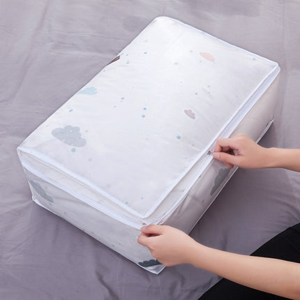 Foldable Storage Bag Clothes Blanket Quilt Transparent Printing Travel Luggage Storage Bag, Size:57x40x22cm(Leaf)-garmade.com