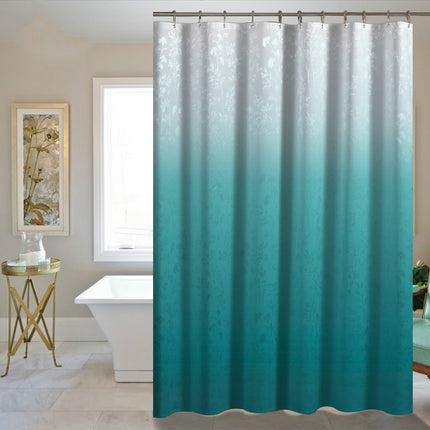 Polyester Waterproof Gradient Color Pattern Bathroom Shower Solid Bathroom Curtain With 12 Hooks, Size:180*180cm(Blue 001)-garmade.com