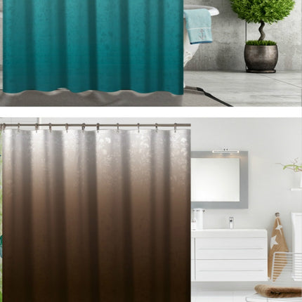 Polyester Waterproof Gradient Color Pattern Bathroom Shower Solid Bathroom Curtain With 12 Hooks, Size:180*180cm(Blue 001)-garmade.com