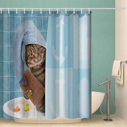 Funny Cat Series Shower Curtain Printing Polyester Waterproof Mildew Shower Curtain, Size:150x180cm( GJRX-276)-garmade.com
