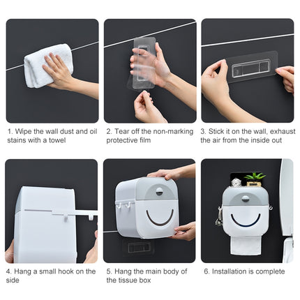 Multifunctional Bathroom Punch-free Tissue Box Creative Rack(Gray)-garmade.com