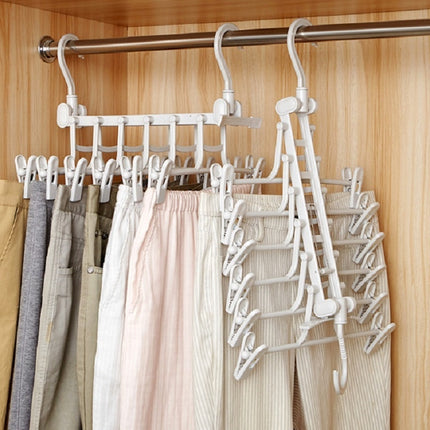 Creative Multi-layer Folding Hangers Multipurpose Clothes Hat Pants Save Space Storage Rack Wardrobe Storage Organization(Light Grey)-garmade.com