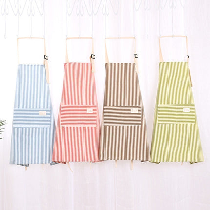 Kitchen Antifouling Sleeveless Apron Adult Work Housework Polyester Cotton Vertical Striped Apron Coverall Random Color Delivery, Size:71x67cm-garmade.com