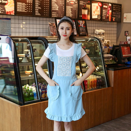 2 PCS Princess Apron Kitchen Women Work Clothes Coffee Shop Apron, Specification:Sleeveless Apron(Blue)-garmade.com