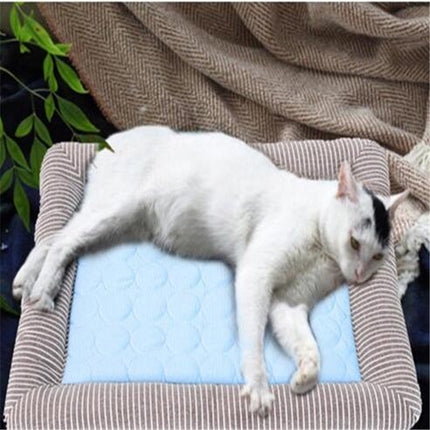 Summer Ice Silk Nest Pads Small and Medium-sized Multifunctional Cool Pet Nest Dog Cat Pad, Size:M(Blue)-garmade.com