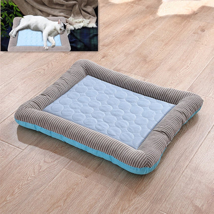 Summer Ice Silk Nest Pads Small and Medium-sized Multifunctional Cool Pet Nest Dog Cat Pad, Size:L(Blue)-garmade.com