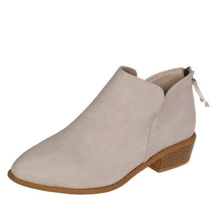 Autumn And Winter Pointed Low-Heeled Boots Women Low Tube Boots, Shoe Size:43(Beige)-garmade.com