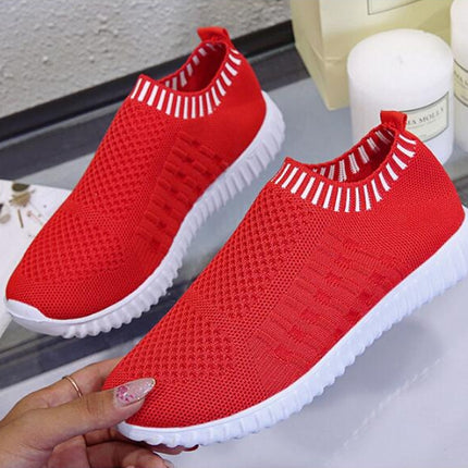 Large Size The Trend Of Women Shoes Wild Sports Leisure Flying Running Shoes, Shoe Size:35(Red)-garmade.com