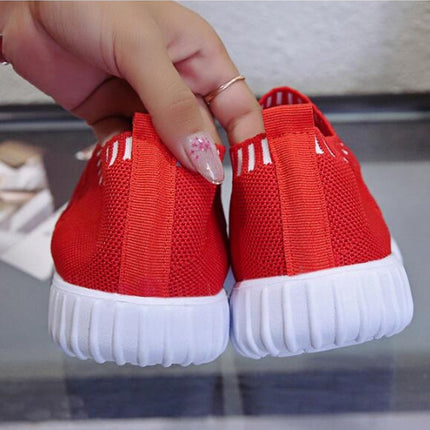 Large Size The Trend Of Women Shoes Wild Sports Leisure Flying Running Shoes, Shoe Size:35(Red)-garmade.com