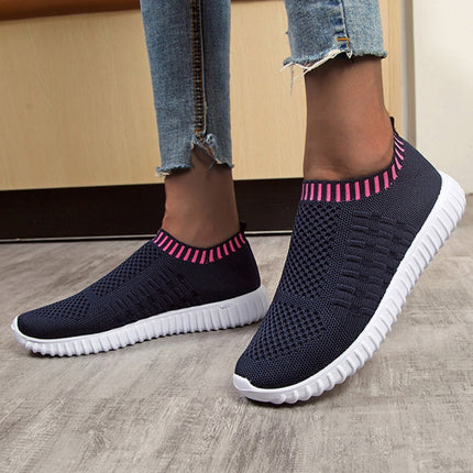 Large Size Women Shoes Sports Leisure Flying Running Shoes, Shoe Size:43(Deep Blue)-garmade.com