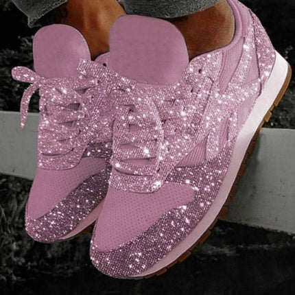 Autumn and Winter Sponge Sequins Breathable Platform Sports Shoes, Size:35(Pink)-garmade.com
