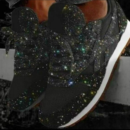 Autumn and Winter Sponge Sequins Breathable Platform Sports Shoes, Size:35(Black)-garmade.com