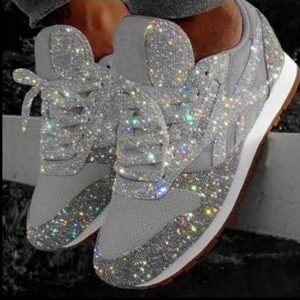 Autumn and Winter Sponge Sequins Breathable Platform Sports Shoes, Size:36(Silver)-garmade.com