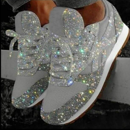 Autumn and Winter Sponge Sequins Breathable Platform Sports Shoes, Size:37(Silver)-garmade.com