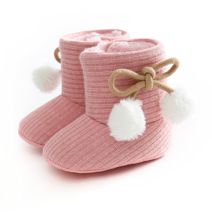 Winter Baby 0-1 Year Old Newborn Soft Bottom Plus Velvet Toddler Shoes, Size:Inner Length 11cm(Pink)-garmade.com