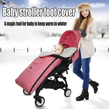 Baby Stroller Sleeping Bag Autumn and Winter Windproof Warm Foot Cover Baby Stroller(Linen Powder Sleeping Bag)-garmade.com