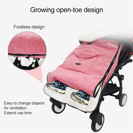 Baby Stroller Sleeping Bag Autumn and Winter Windproof Warm Foot Cover Baby Stroller(Linen Grey Sleeping Bag)-garmade.com