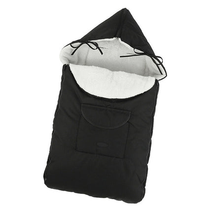 Baby Stroller Sleeping Bag Autumn and Winter Windproof Warm Foot Cover Baby Stroller(Linen Black Sleeping Bag)-garmade.com