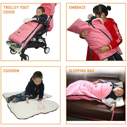 Baby Stroller Sleeping Bag Autumn and Winter Windproof Warm Foot Cover Baby Stroller(Linen Black Sleeping Bag)-garmade.com