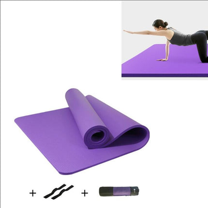 Purple Men and Women Beginners Home Non-slip Yoga Mat with Straps & Tutorial & Net Bag, Size:1850 x 900 x 15mm-garmade.com