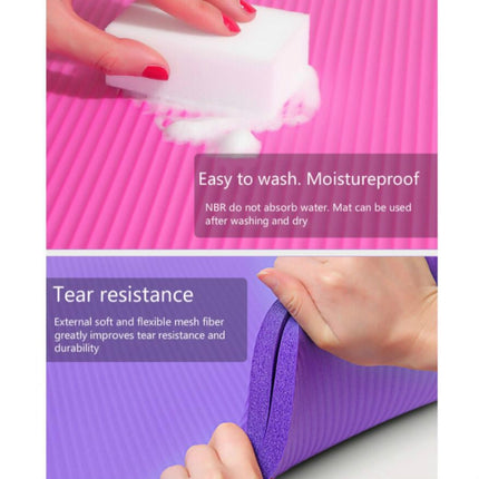 Purple Men and Women Beginners Home Non-slip Yoga Mat with Straps & Tutorial & Net Bag, Size:1850 x 900 x 15mm-garmade.com