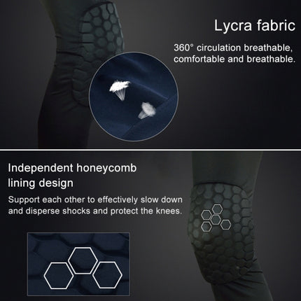 Long Sports Anti-collision Anti-fall Breathable Honeycomb Knee Pads, Size:S(White)-garmade.com