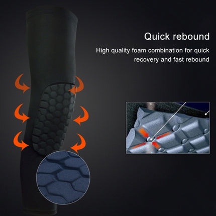 Long Sports Anti-collision Anti-fall Breathable Honeycomb Knee Pads, Size:XL(Black)-garmade.com