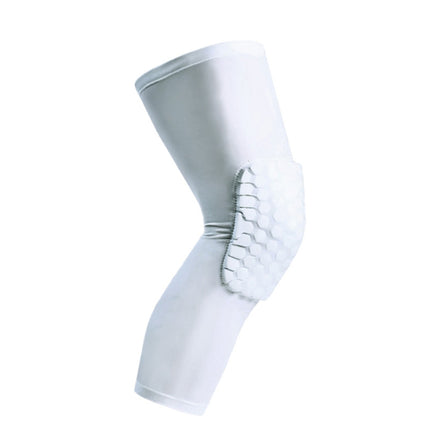 Long Sports Anti-collision Anti-fall Breathable Honeycomb Knee Pads, Size:XL(White)-garmade.com