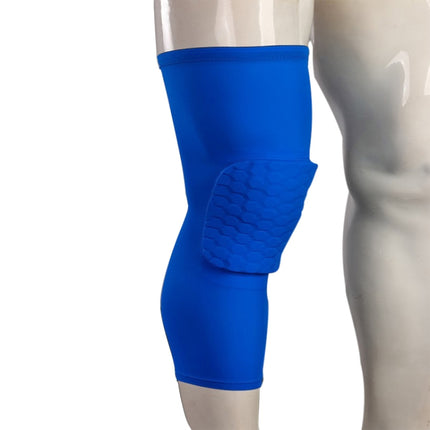 Long Sports Anti-collision Anti-fall Breathable Honeycomb Knee Pads, Size:XL(Blue)-garmade.com