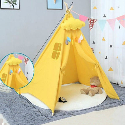 Children's Room Princess Tent Indoor Play House Folding Tent Toy, Size:1.35m(Yellow)-garmade.com