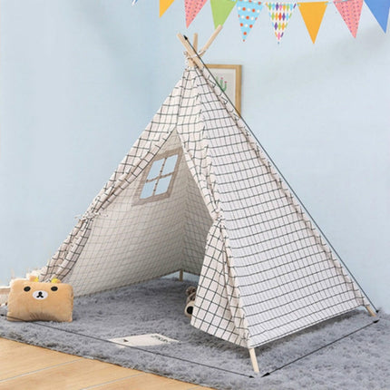 Children's Room Princess Tent Indoor Play House Folding Tent Toy, Size:1.35m(Checkered)-garmade.com