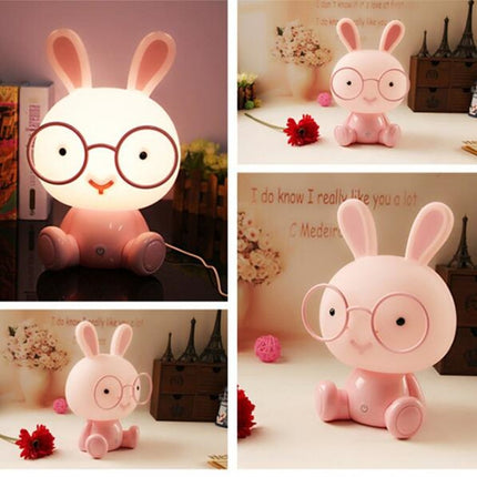 Fashion Cute Cartoon Rabbit LED 3-modes Dimming Touch Control Bedside Lamp, US Plug(Pink)-garmade.com