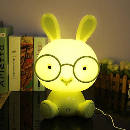 Fashion Cute Cartoon Rabbit LED 3-modes Dimming Touch Control Bedside Lamp, US Plug(Yellow)-garmade.com