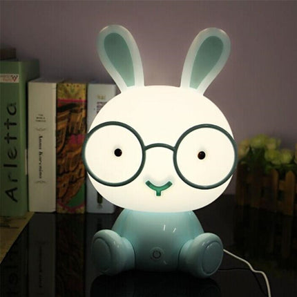 Fashion Cute Cartoon Rabbit LED 3-modes Dimming Touch Control Bedside Lamp, US Plug(Blue)-garmade.com