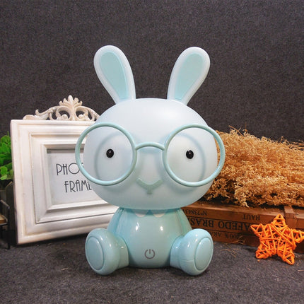 Fashion Cute Cartoon Rabbit LED 3-modes Dimming Touch Control Bedside Lamp, US Plug(Blue)-garmade.com