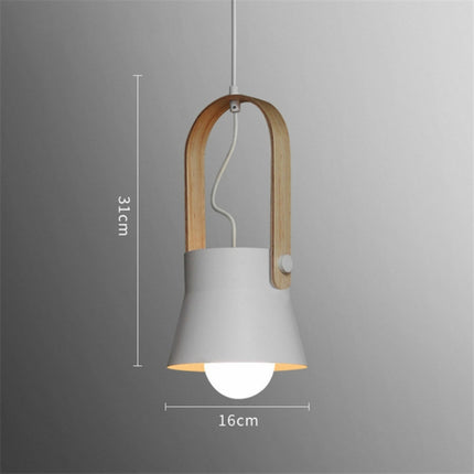 Wood Grain Creative Simple Personality Restaurant Chandelier Single Head Study Bedroom Macaron Bar Small Lamp without Light Source, Size:S(White)-garmade.com